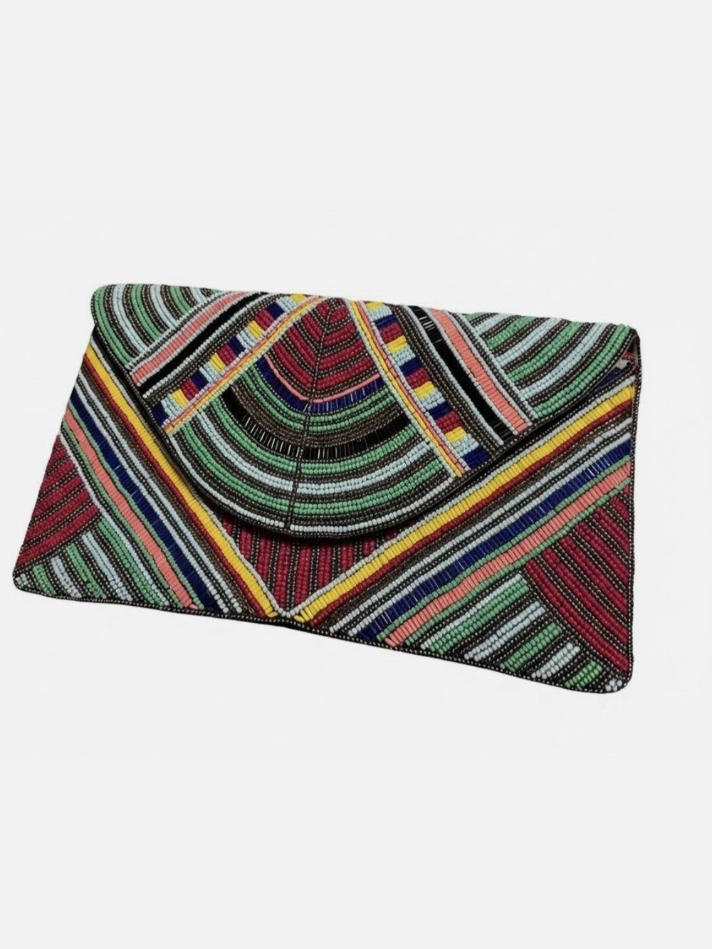 Multicolor Beaded Envelope Clutch